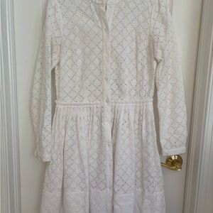 Michael Kors Cream Sundress with Bishop Sleeves and Mandarin Collar